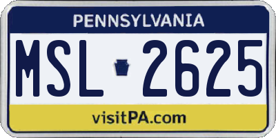 PA license plate MSL2625