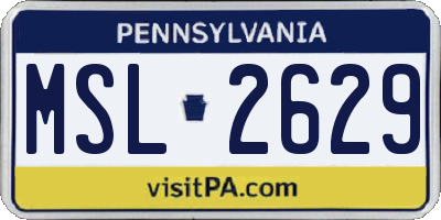 PA license plate MSL2629