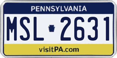 PA license plate MSL2631