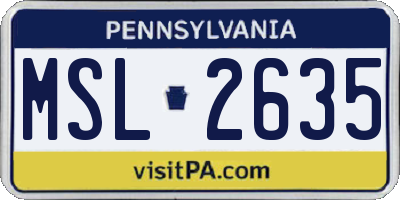 PA license plate MSL2635