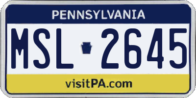 PA license plate MSL2645