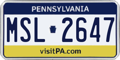 PA license plate MSL2647