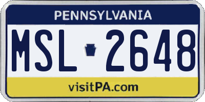 PA license plate MSL2648