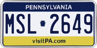 PA license plate MSL2649