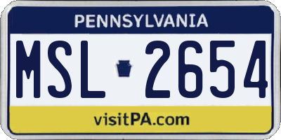 PA license plate MSL2654