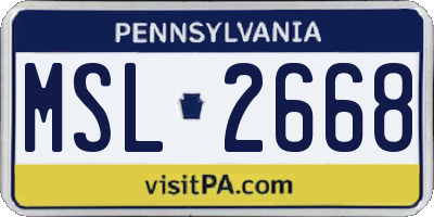 PA license plate MSL2668