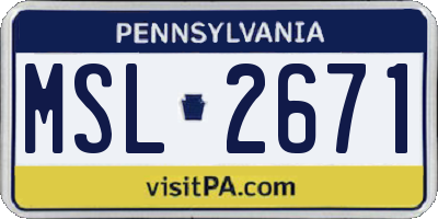 PA license plate MSL2671