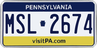 PA license plate MSL2674