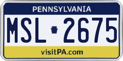 PA license plate MSL2675