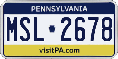 PA license plate MSL2678