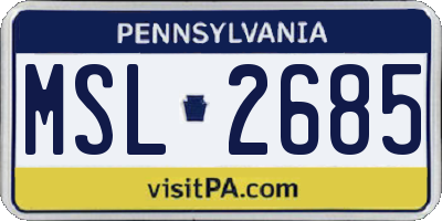 PA license plate MSL2685