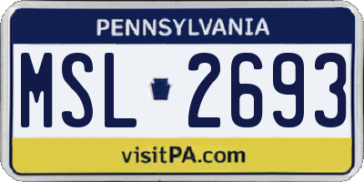 PA license plate MSL2693