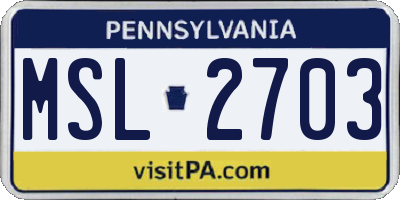 PA license plate MSL2703