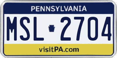 PA license plate MSL2704
