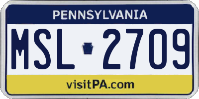 PA license plate MSL2709