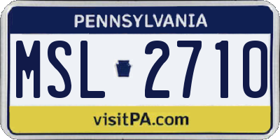 PA license plate MSL2710