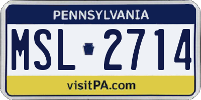 PA license plate MSL2714