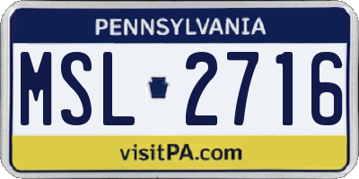 PA license plate MSL2716