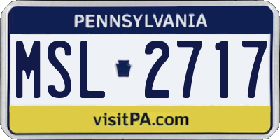 PA license plate MSL2717