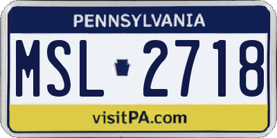 PA license plate MSL2718