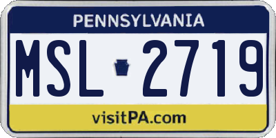 PA license plate MSL2719