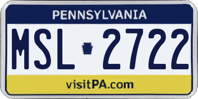 PA license plate MSL2722