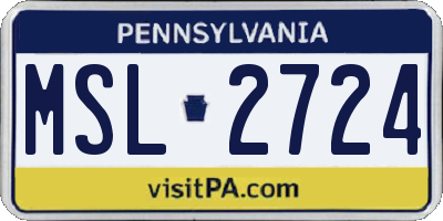 PA license plate MSL2724