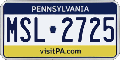 PA license plate MSL2725