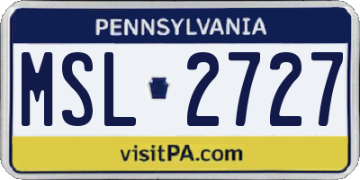 PA license plate MSL2727