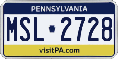 PA license plate MSL2728