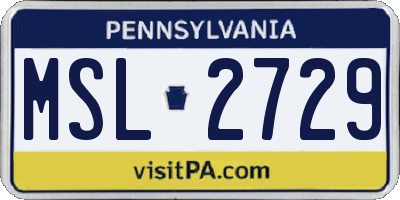 PA license plate MSL2729