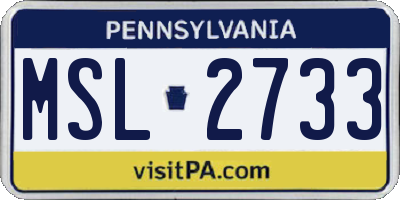 PA license plate MSL2733