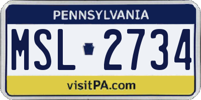 PA license plate MSL2734