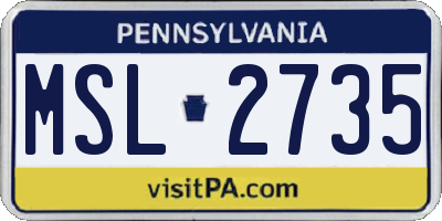 PA license plate MSL2735
