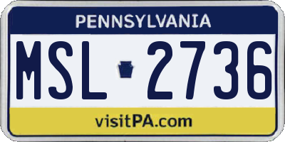PA license plate MSL2736