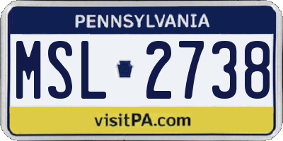 PA license plate MSL2738