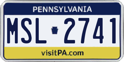 PA license plate MSL2741