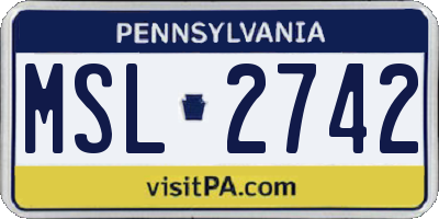 PA license plate MSL2742