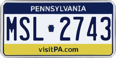 PA license plate MSL2743