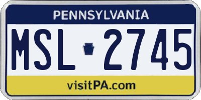 PA license plate MSL2745