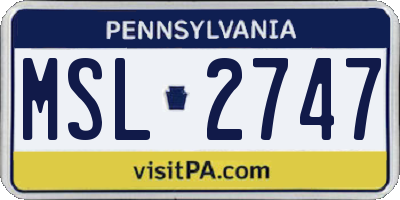 PA license plate MSL2747