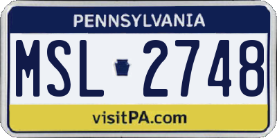 PA license plate MSL2748