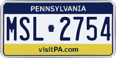 PA license plate MSL2754