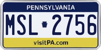 PA license plate MSL2756