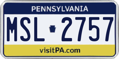 PA license plate MSL2757