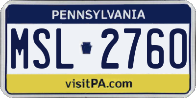 PA license plate MSL2760