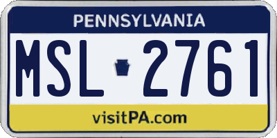 PA license plate MSL2761