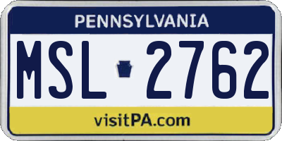 PA license plate MSL2762