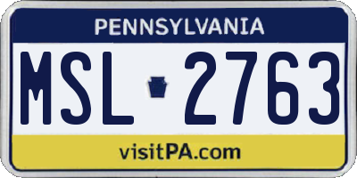 PA license plate MSL2763