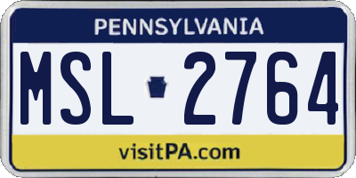 PA license plate MSL2764